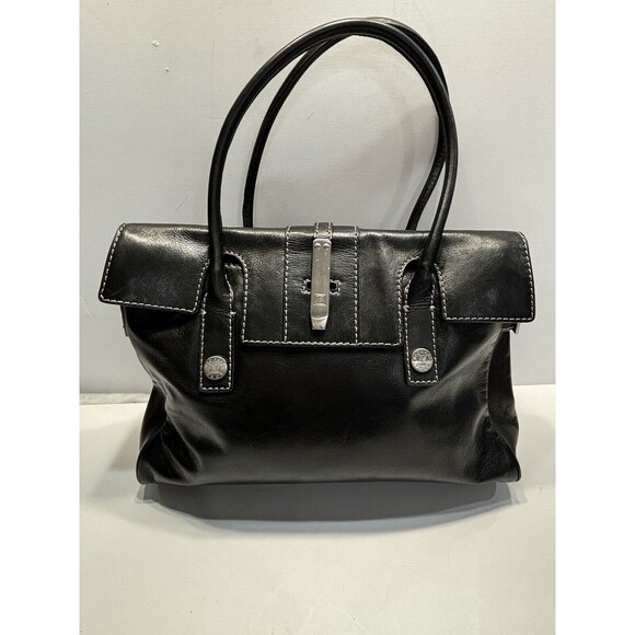 Michael Kors Womens Black Satchel Soft Leather Shoulder Handbag Purse